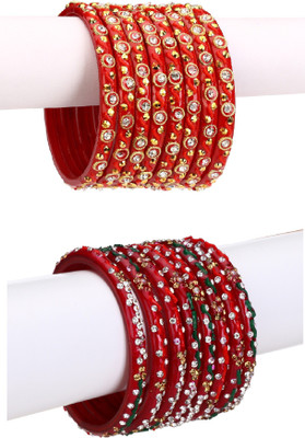 Somil Glass Beads, Crystal Bangle Set(Pack of 16)
