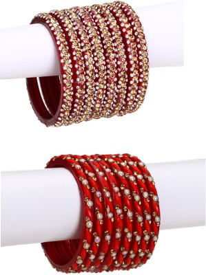 Somil Glass Beads, Crystal Bangle Set(Pack of 16)