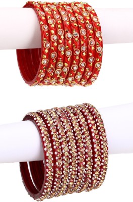 Somil Glass Beads, Crystal Bangle Set(Pack of 16)