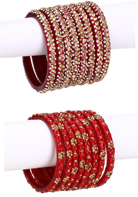 Somil Glass Beads, Crystal Bangle Set(Pack of 16)