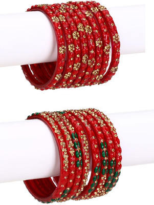 Somil Glass Beads, Crystal Bangle Set(Pack of 16)