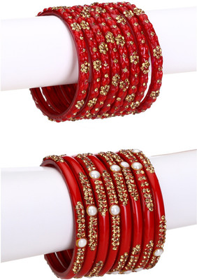 Somil Glass Beads, Crystal Bangle Set(Pack of 2)