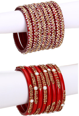Somil Glass Beads, Crystal Bangle Set(Pack of 2)