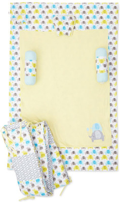 

Mini Klub Polycotton Bedding Set(Multicolor, 1 Bedsheet, 1 Bumper, 1 Blanket, 1 Head Shaping Pillow, 1 Toy, 2 Bolster)