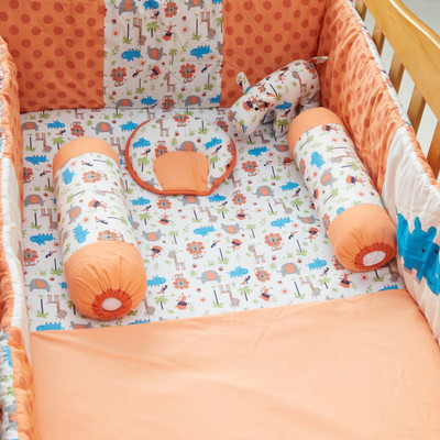

Mini Klub Polycotton Bedding Set(Multicolor, 1 Bedsheet, 1 Bumper, 1 Blanket, 1 Head Shaping Pillow, 1 Toy, 2 Bolster)