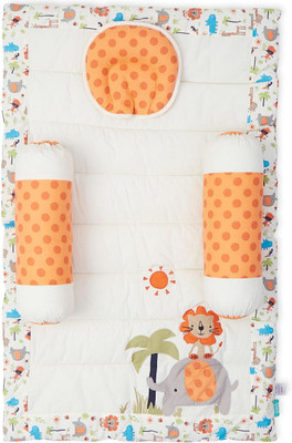 Mini Klub Polycotton Bedding Set(Multicolor, 1 Bed, 1 Head Shaping Pillow, 2 Bolsters)