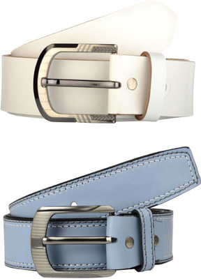 

Exotique Men Casual Multicolor Genuine Leather Belt, Blue;white