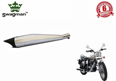 

Swagman Shark Chrome with Black Tip Exhaust Royal Enfield Electra Full Exhaust System(Stainless Steel)