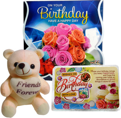 

Siddhi Gifts birthday gifts friend - Birthday Greeting Card and Cute Soft Teddy With Birthday Quotation(Set of 1)