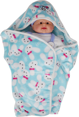 

Aarushi Printed  Crib Baby Blanket(Cotton, Light Blue