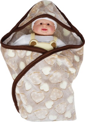 Aarushi Printed Crib Crib Baby Blanket for  Mild Winter(Cotton, Beige)