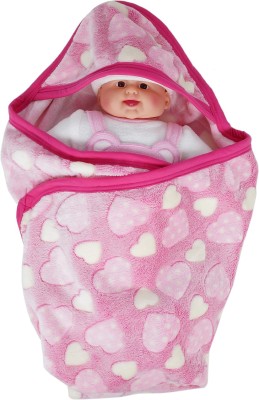 Aarushi Printed Crib Crib Baby Blanket for  Mild Winter(Cotton, Pink)