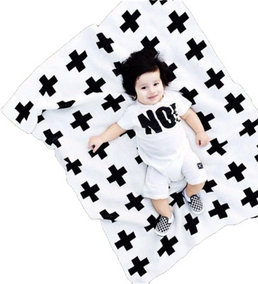 

BRANDONN Geometric  Swadding Baby Blanket(Polyester, Black