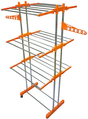 

TNC 2 POLL HEAVY DUTY PURE STAINLESS STEEL INDIAN MADE WITH EXTRA TWO HANGERS (LIFE TIME USE) Stainless Steel Floor Cloth Dryer Stand(Silver)