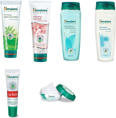 

Himalaya Purifying Neem Face Wash, Refreshing Fruit Pack, Refreshing & Clarifying Toner, Refreshing Cleansing Milk, Nourishing Skin Cream(Set of)