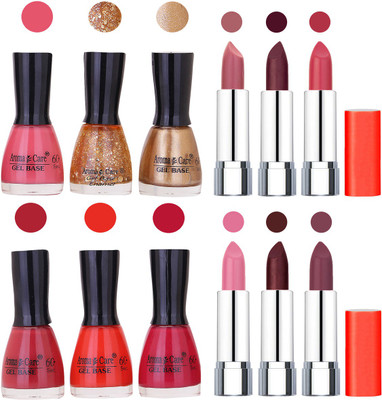 

Aroma Care Wholesale Rate Combo of Nail Polish and Rythm Lipstick 331(Set of 12)