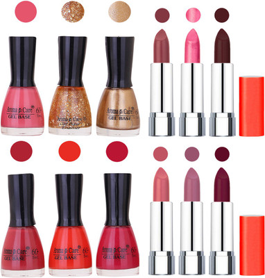 Aroma Care Wholesale Rate Combo of Nail Polish and Rythm Lipstick 369(Set of 12)