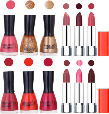 

Aroma Care Wholesale Rate Combo of Nail Polish and Rythm Lipstick 334(Set of 12)