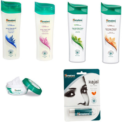 

Himalaya Anti Dandruff Shampoo, Anti Hair Fall Shampoo, Gentle Daily Care Protein Shampoo, Damage Repair Protein Shampoo, Nourishing Skin Cream, Kajal Eye Definer(Set of)