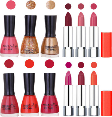 

Aroma Care Wholesale Rate Combo of Nail Polish and Rythm Lipstick 392(Set of 12)
