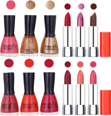 

Aroma Care Wholesale Rate Combo of Nail Polish and Rythm Lipstick 355(Set of 12)