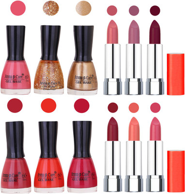 

Aroma Care Wholesale Rate Combo of Nail Polish and Rythm Lipstick 376(Set of 12)