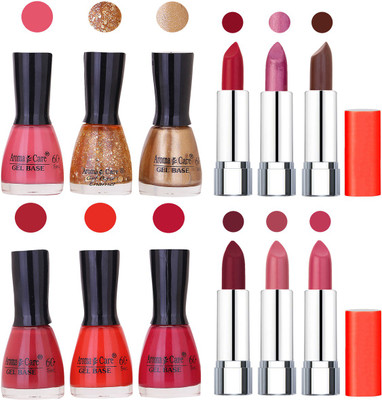 

Aroma Care Wholesale Rate Combo of Nail Polish and Rythm Lipstick 357(Set of 12)