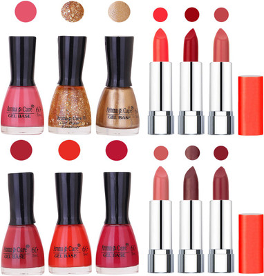 

Aroma Care Wholesale Rate Combo of Nail Polish and Rythm Lipstick 388(Set of 12)
