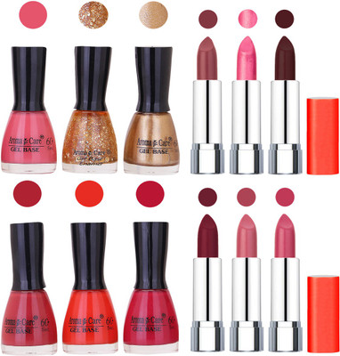 

Aroma Care Wholesale Rate Combo of Nail Polish and Rythm Lipstick 372(Set of 12)