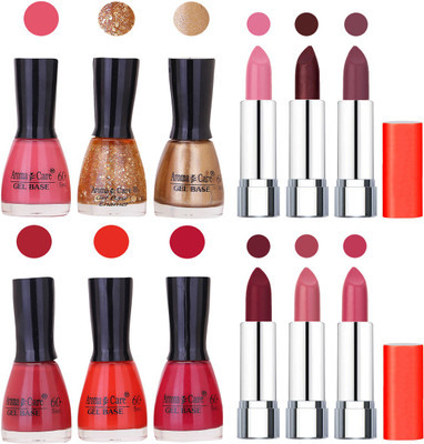 

Aroma Care Wholesale Rate Combo of Nail Polish and Rythm Lipstick 348(Set of 12)