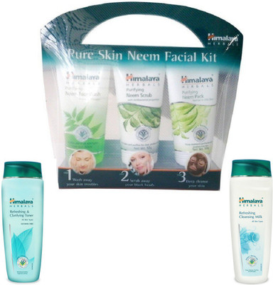 HIMALAYA Refreshing & Clarifying Toner, Pure Skin Neem Facial Kit, Refreshing Cleansing Milk(3 Items in the set)