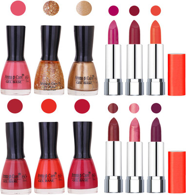 

Aroma Care Wholesale Rate Combo of Nail Polish and Rythm Lipstick 396(Set of 12)