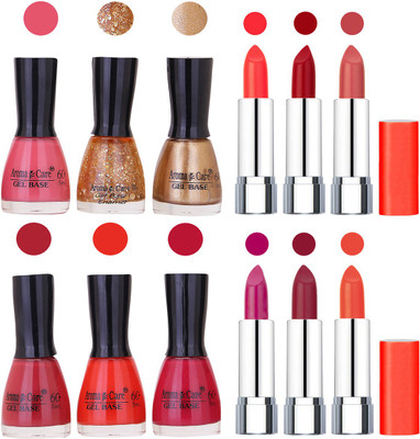 

Aroma Care Wholesale Rate Combo of Nail Polish and Rythm Lipstick 389(Set of 12)