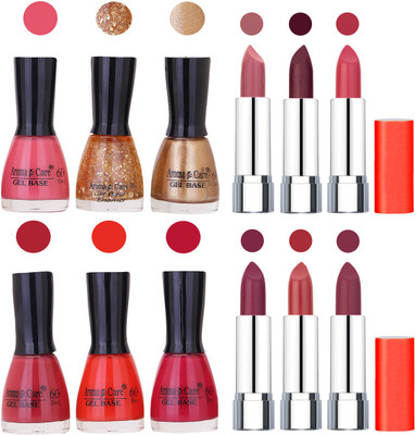 

Aroma Care Wholesale Rate Combo of Nail Polish and Rythm Lipstick 333(Set of 12)