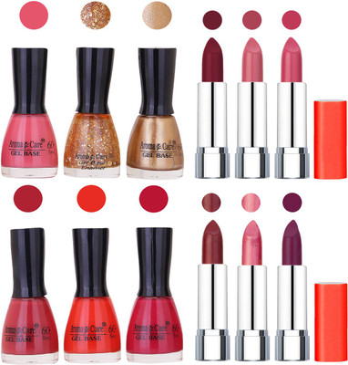 

Aroma Care Wholesale Rate Combo of Nail Polish and Rythm Lipstick 393(Set of 12)