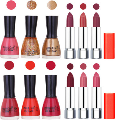 

Aroma Care Wholesale Rate Combo of Nail Polish and Rythm Lipstick 365(Set of 12)