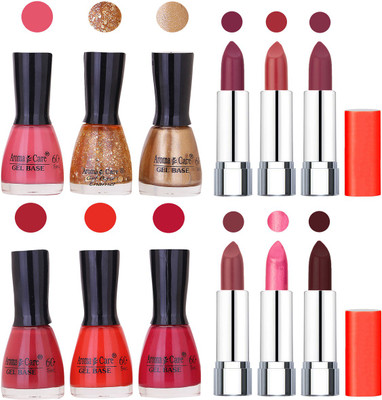 

Aroma Care Wholesale Rate Combo of Nail Polish and Rythm Lipstick 361(Set of 12)