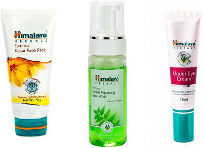 

Himalaya Fairness Kesar Face Pack, Neem Foaming Face Wash, Under Eye Cream(Set of)