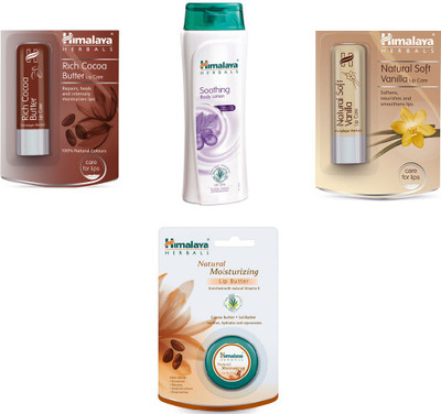 

Himalaya Rich Cocoa Butter lip Care, Soothing Body Lotion, Natural Soft Vanilla Lip Care, Natural Moissturzing Lip Butter(Set of)