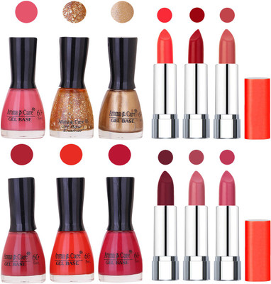 

Aroma Care Wholesale Rate Combo of Nail Polish and Rythm Lipstick 387(Set of 12)