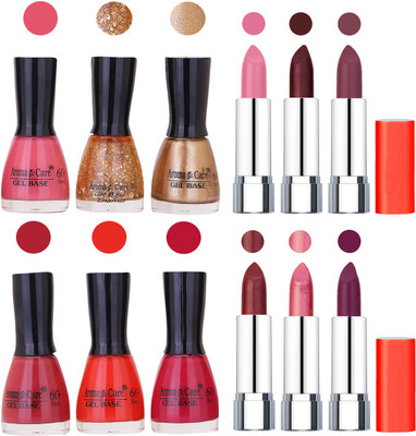 

Aroma Care Wholesale Rate Combo of Nail Polish and Rythm Lipstick 351(Set of 12)
