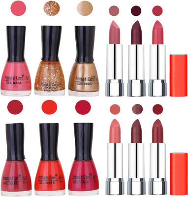 

Aroma Care Wholesale Rate Combo of Nail Polish and Rythm Lipstick 339(Set of 12)