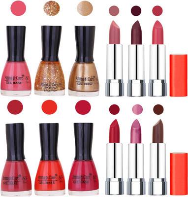 

Aroma Care Wholesale Rate Combo of Nail Polish and Rythm Lipstick 332(Set of 12)