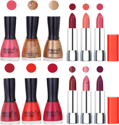 Aroma Care Wholesale Rate Combo of Nail Polish and Rythm Lipstick 386(Set of 12)