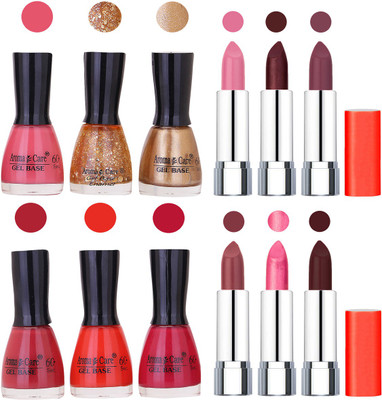 

Aroma Care Wholesale Rate Combo of Nail Polish and Rythm Lipstick 344(Set of 12)