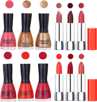 

Aroma Care Wholesale Rate Combo of Nail Polish and Rythm Lipstick 337(Set of 12)