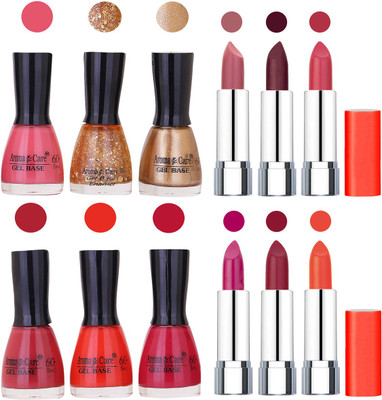 

Aroma Care Wholesale Rate Combo of Nail Polish and Rythm Lipstick 340(Set of 12)