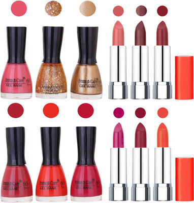 

Aroma Care Wholesale Rate Combo of Nail Polish and Rythm Lipstick 394(Set of 12)