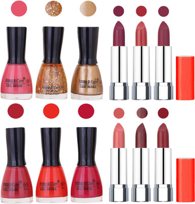 

Aroma Care Wholesale Rate Combo of Nail Polish and Rythm Lipstick 366(Set of 12)