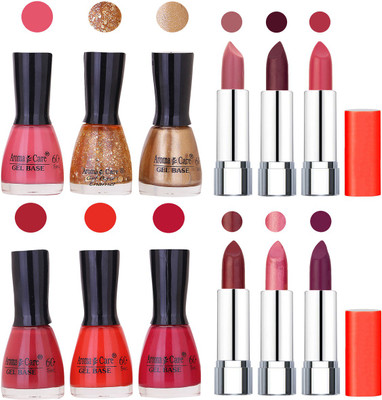 

Aroma Care Wholesale Rate Combo of Nail Polish and Rythm Lipstick 341(Set of 12)